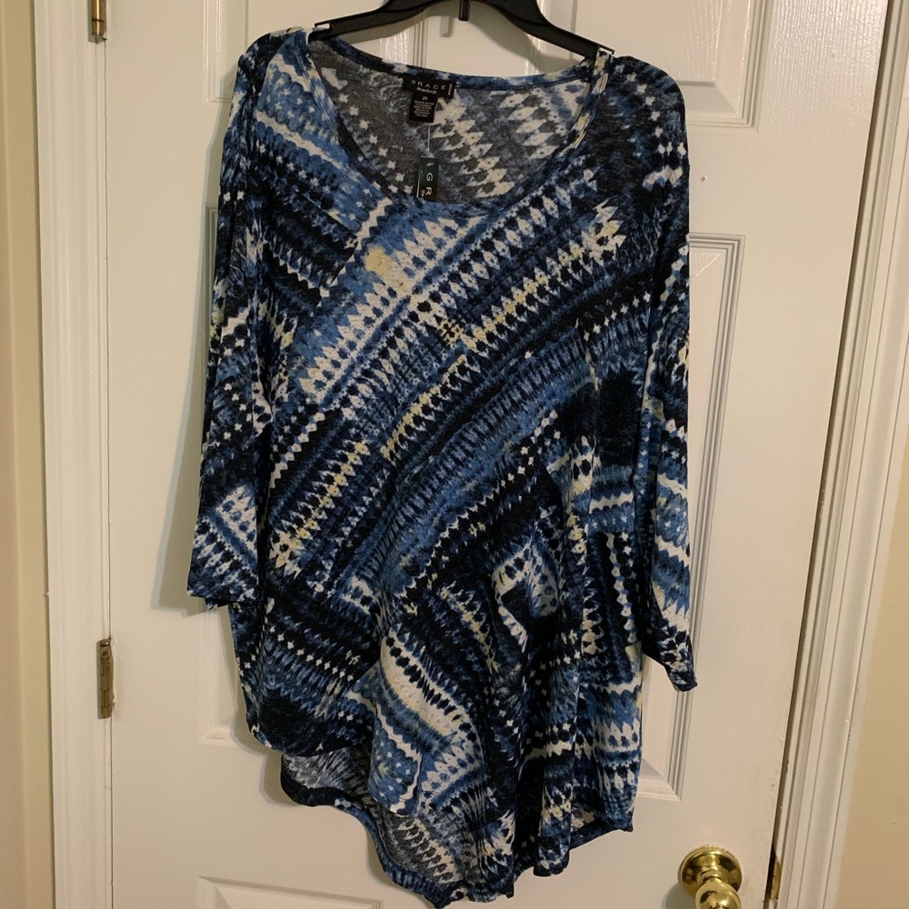 GRACE, Multi Blue Shirt size 2X